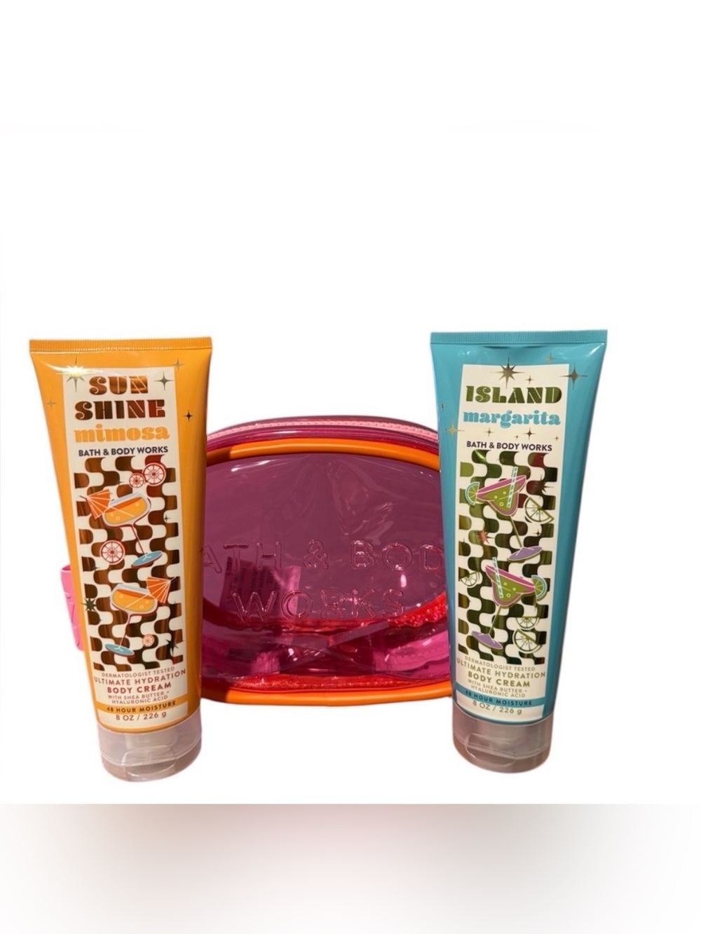 Bath & Body Works Set Island Margarita Sunshine Mimosa Lotion and Travel Bag NWT